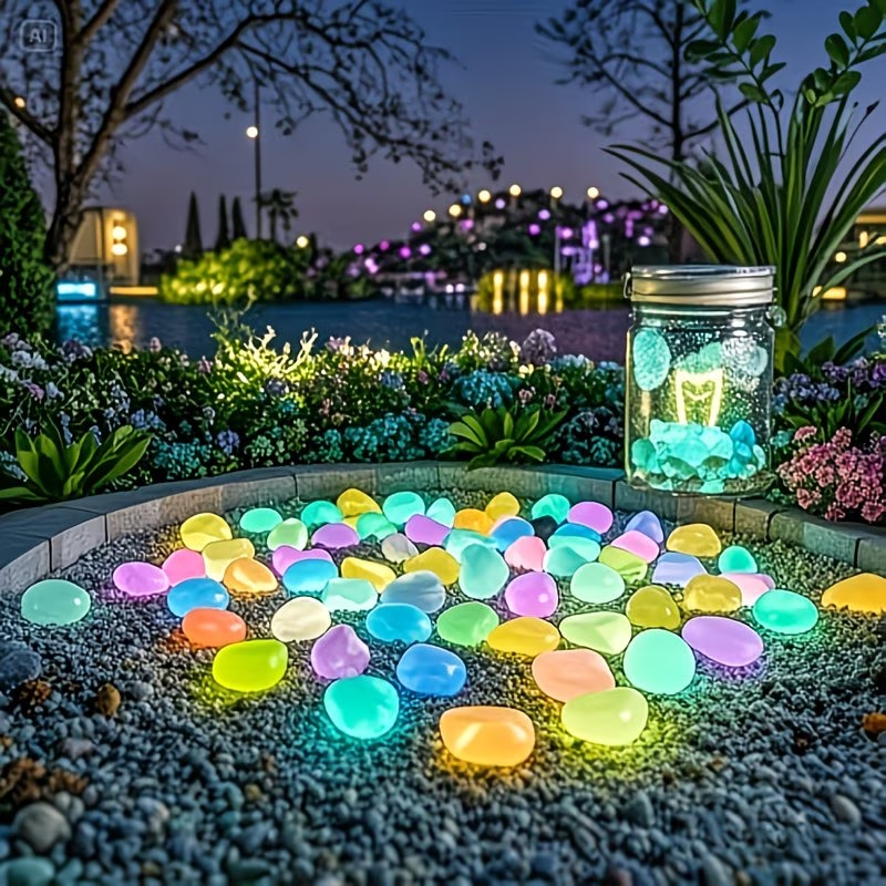 Aquarium For Planted Tank - 300PCS Luminous Pebble Set,0.9-1.5cm Resin Glow